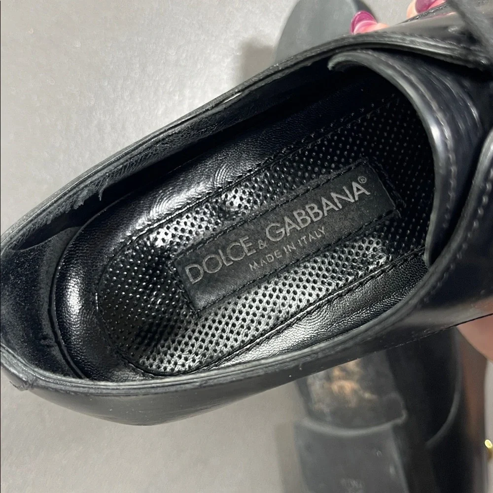 Dolce & Gabbana Mens Black Leather Lace-Up Oxfords Dress Shoes Size 6.5